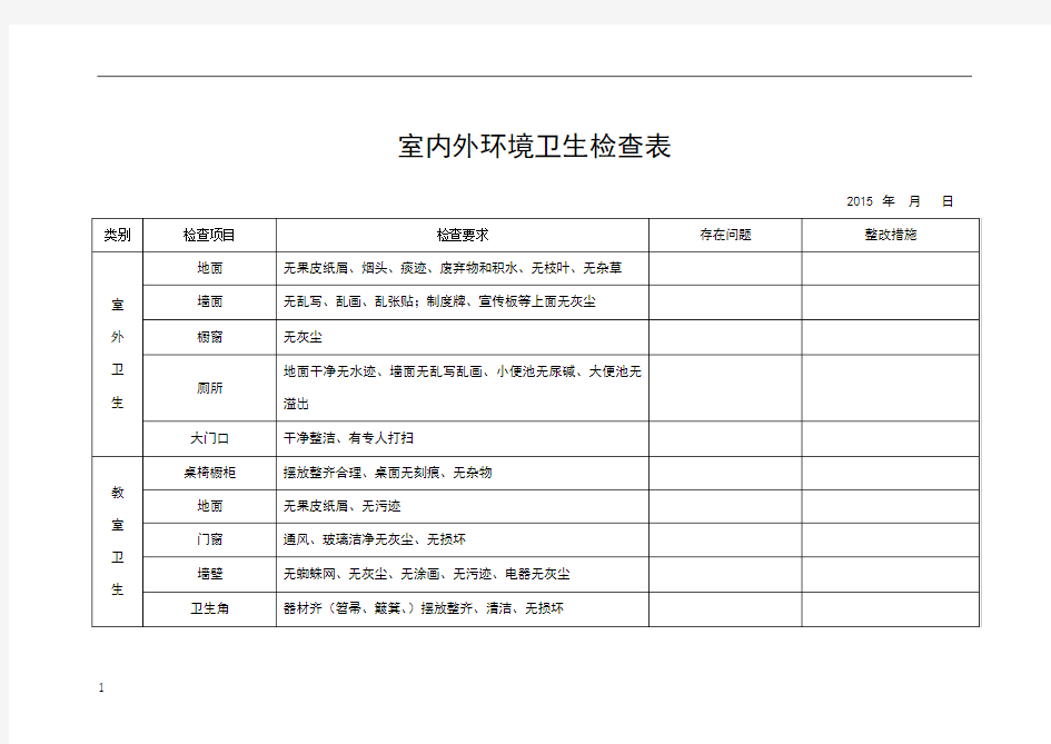 幼儿园室内外卫生检查记录