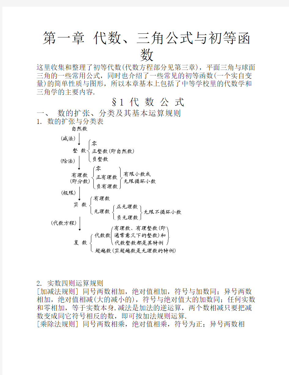 1、数的扩张、分类及其基本运算规则--代数