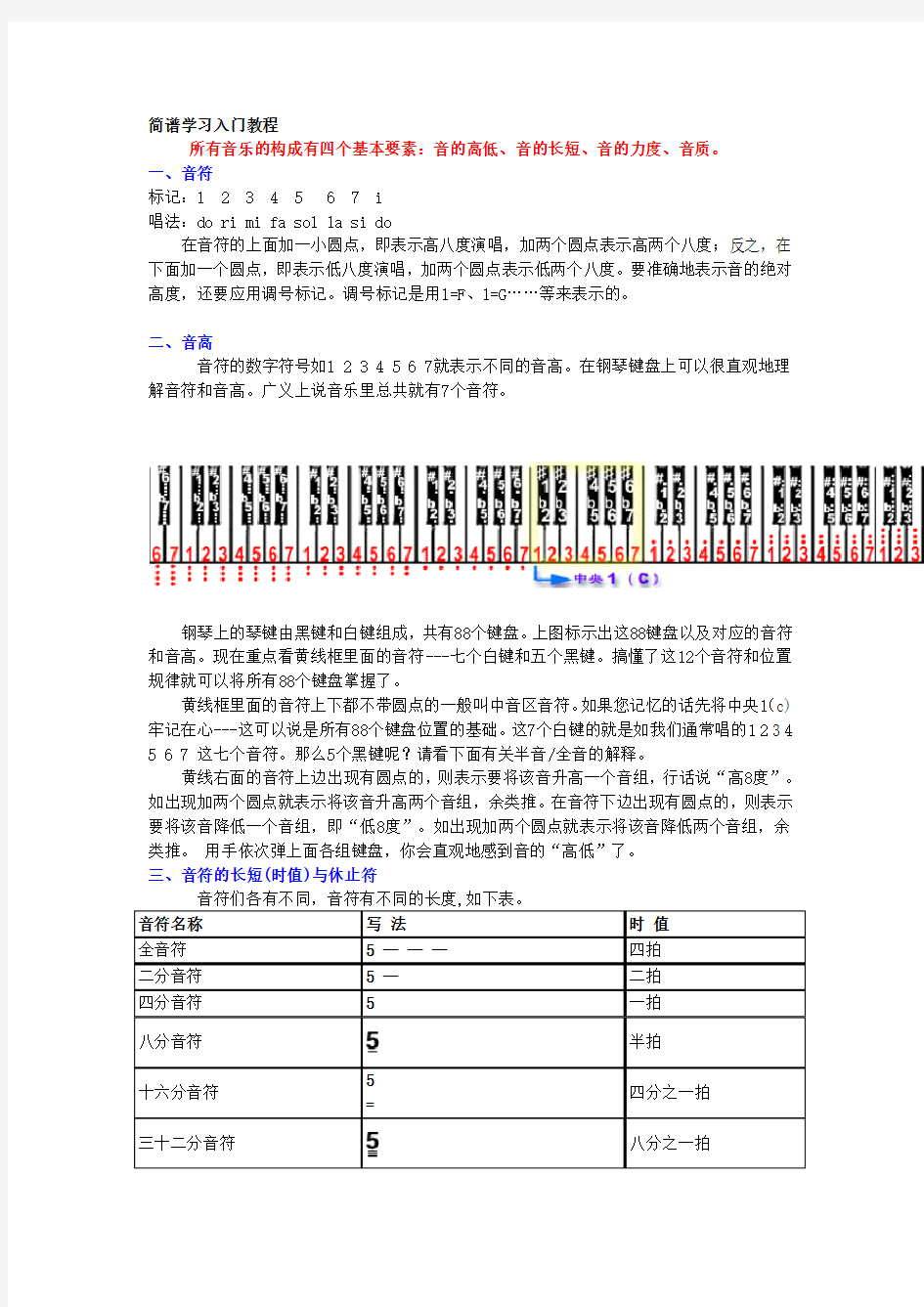 简谱学习入门