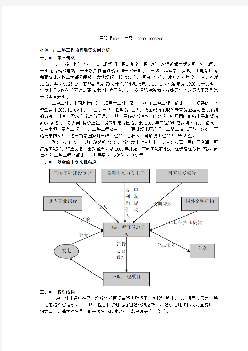 两个项目融资的案例