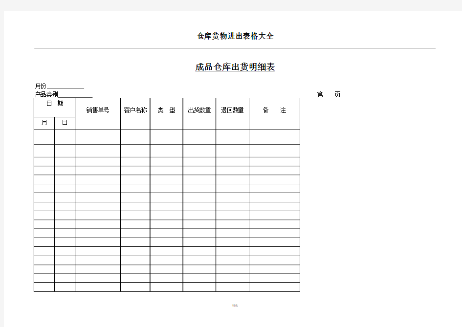 仓库货物进出表格大全