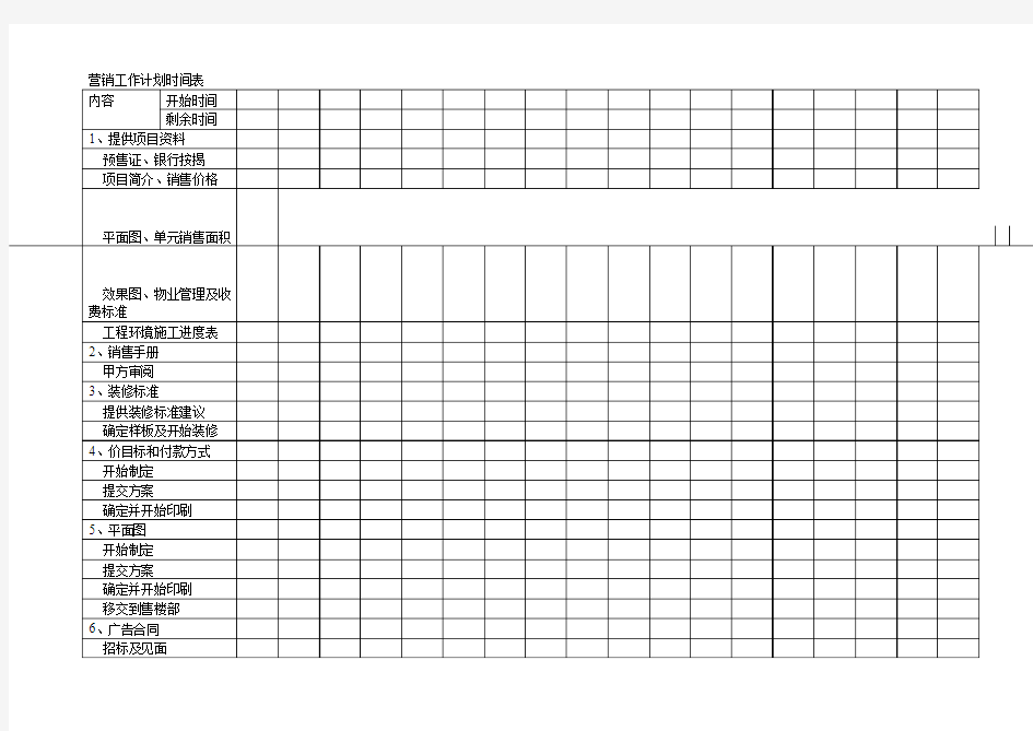 营销工作计划时间表