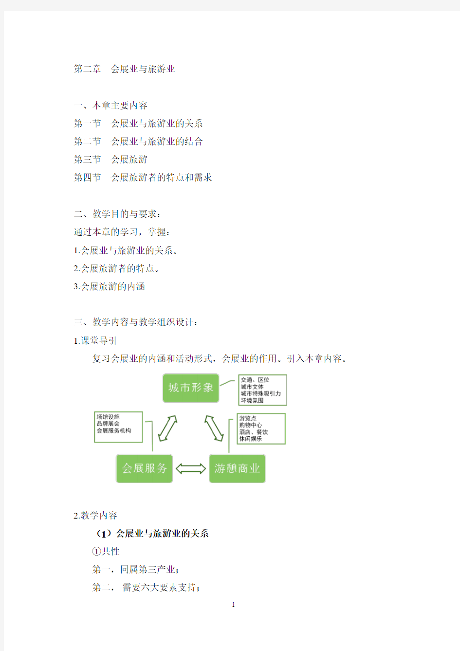 第二章 会展业与旅游业 教案