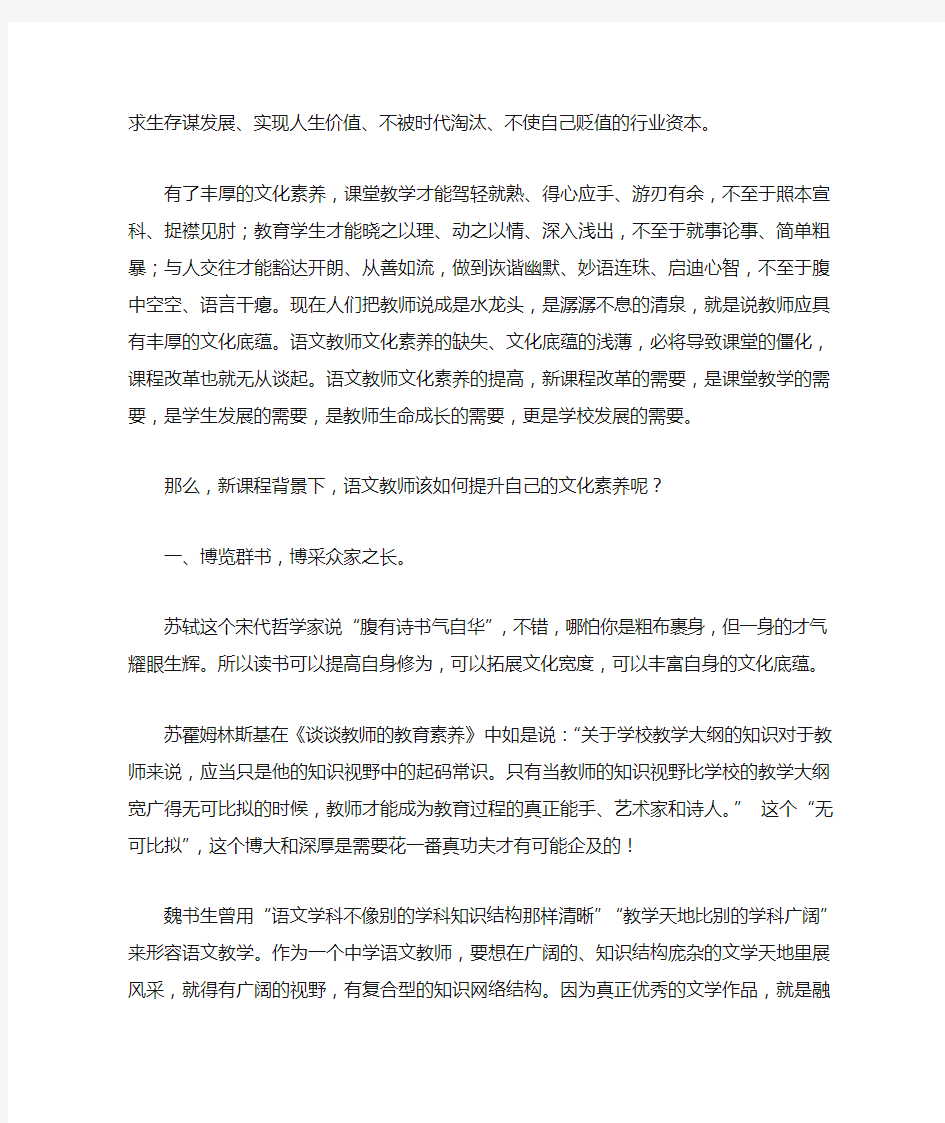 语文教师如何提升自身的文化素养