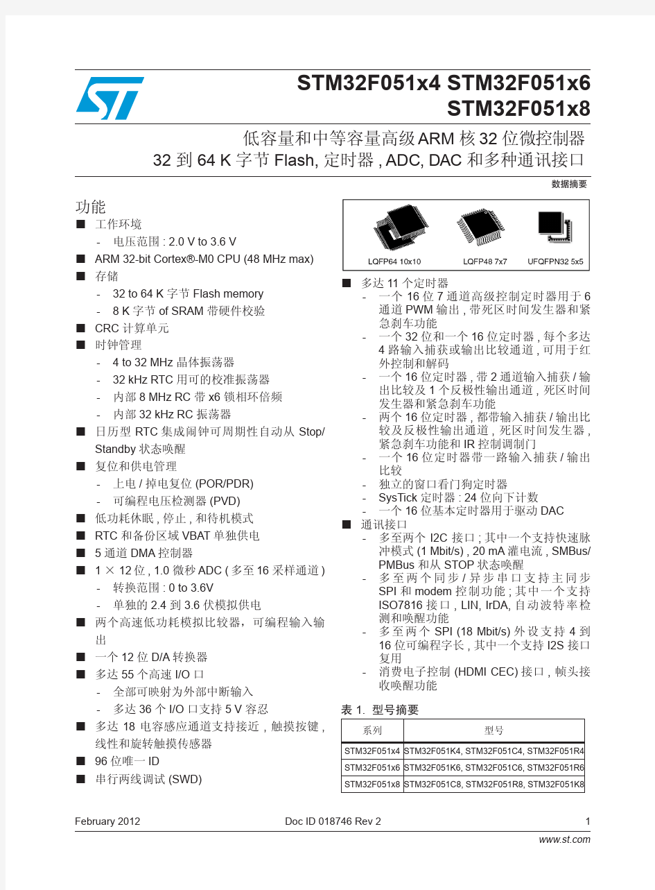 STM32F051数据手册_中文