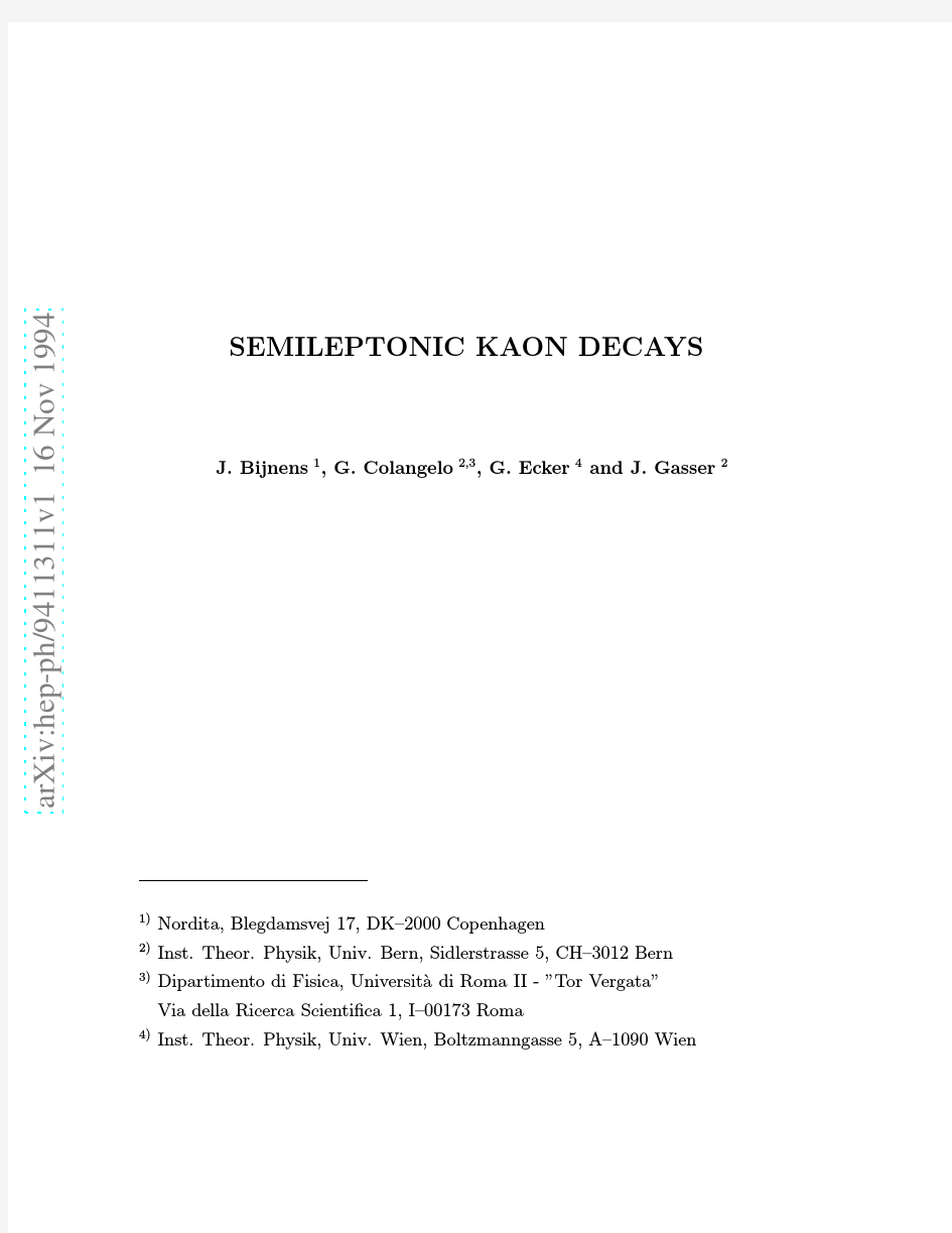 Semileptonic Kaon Decays