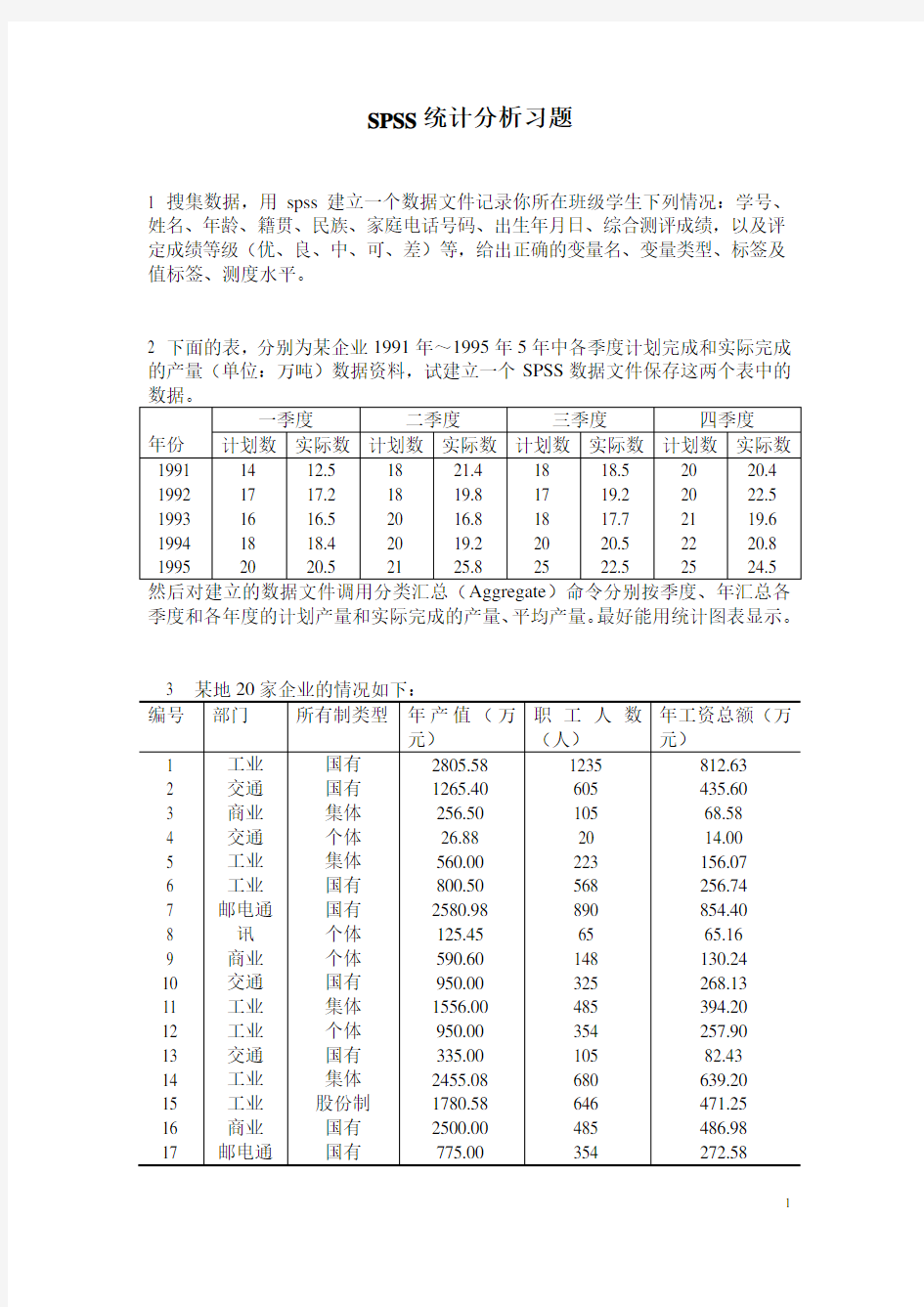 spss-统计分析习题