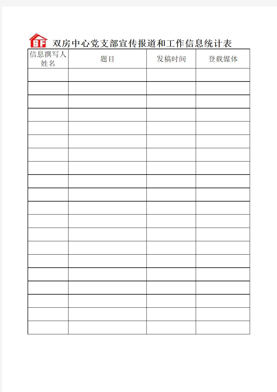 党支部宣传报道和工作信息情况统计表