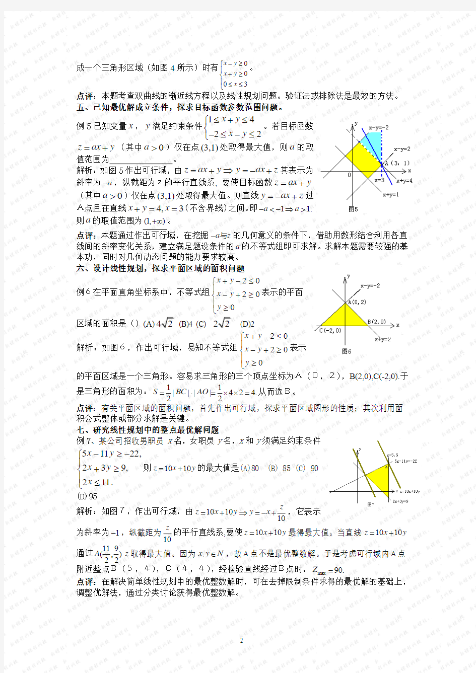 北京高考数学线性规划题型总结