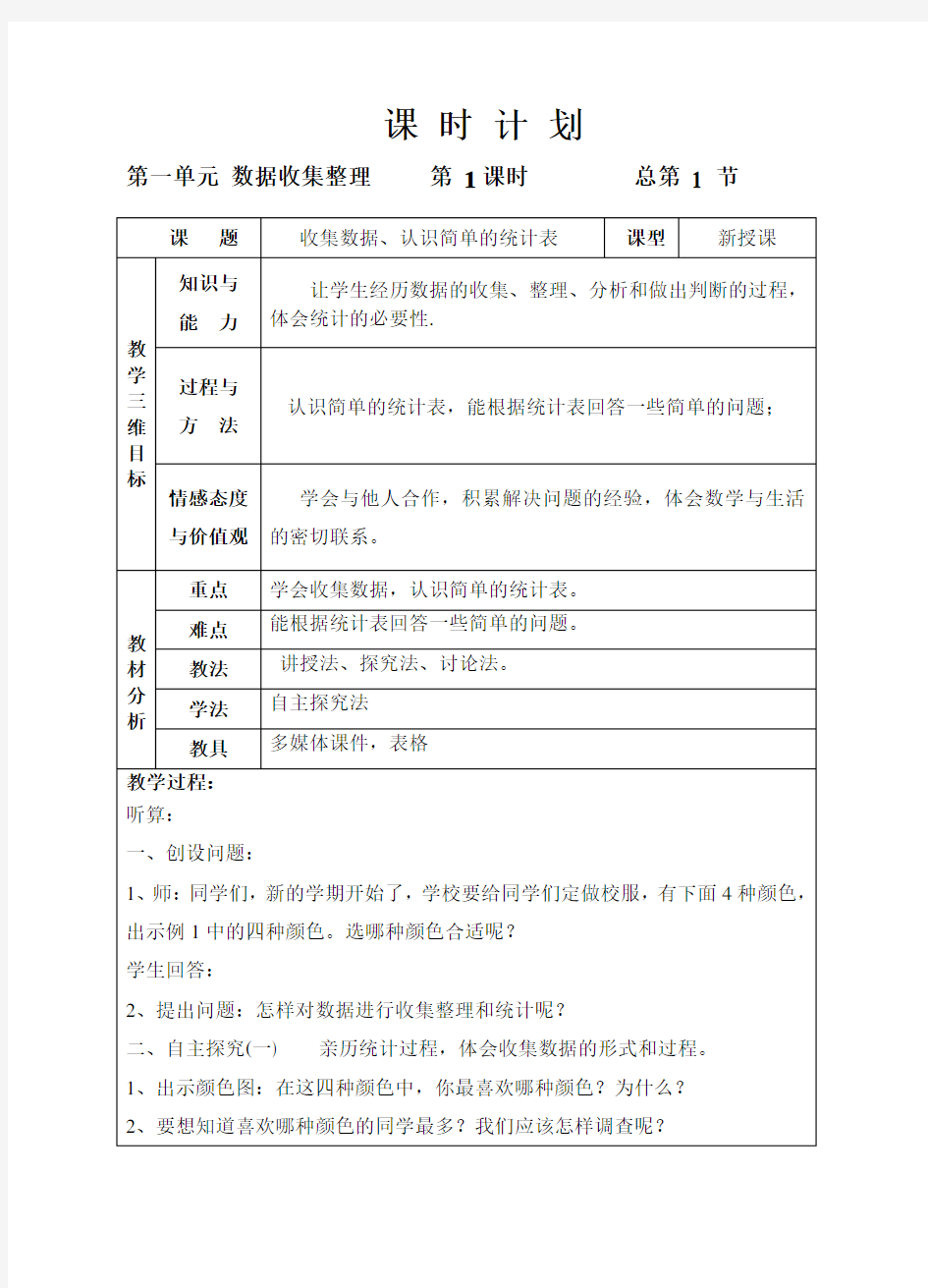 小学二年级下册数学教案全册 