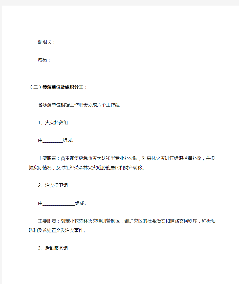 森林火灾应急预案演练方案