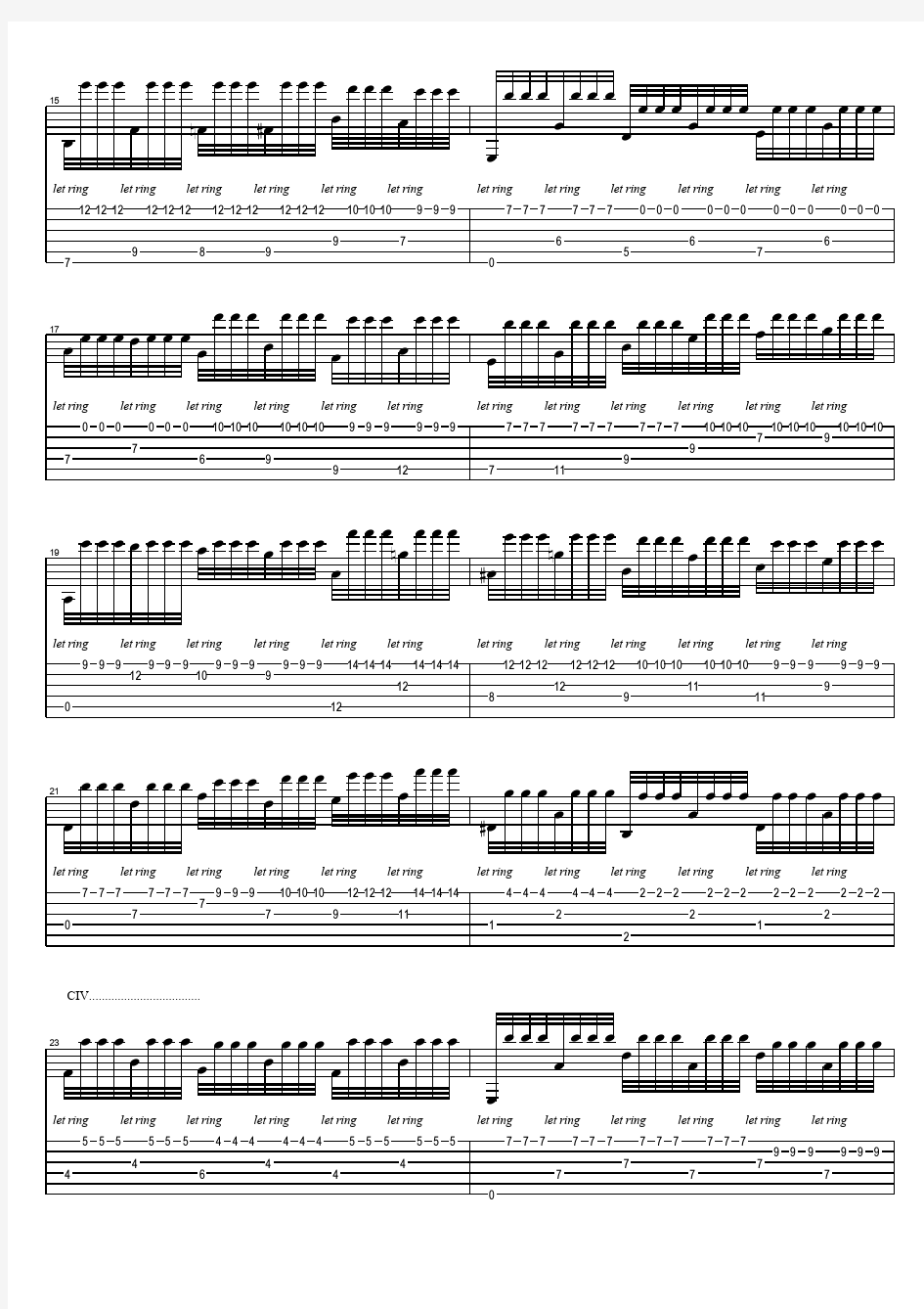 深思[巴里奥斯] 原版 吉他谱 六线谱 经典流行 吉他独奏谱