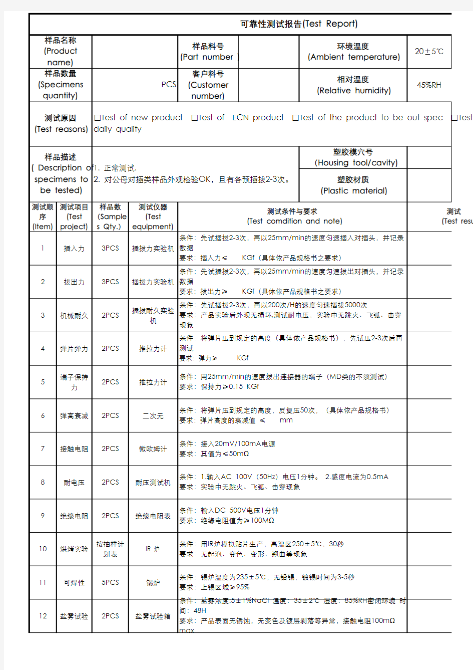 可靠性测试报告