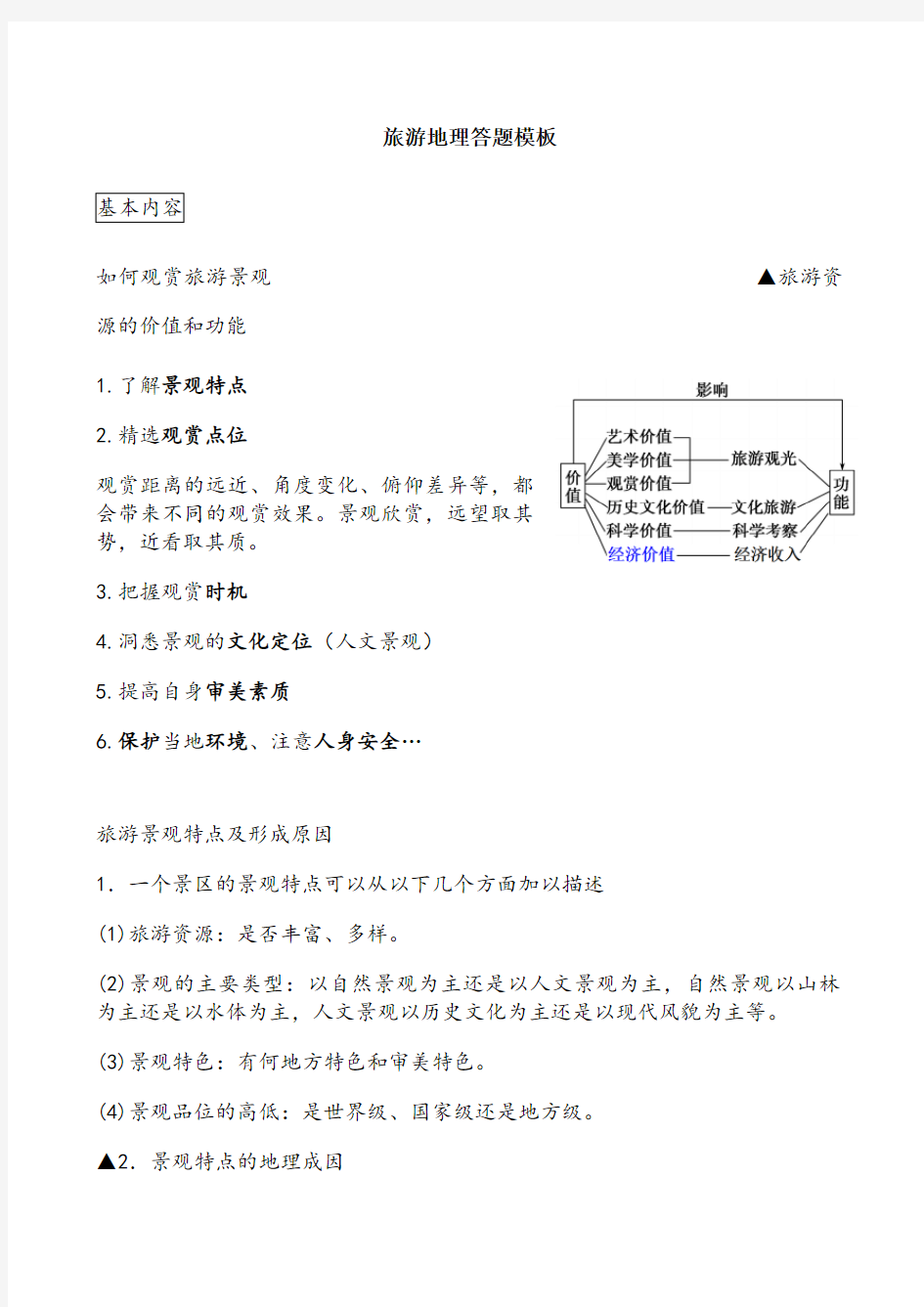 2019年旅游地理答题模板