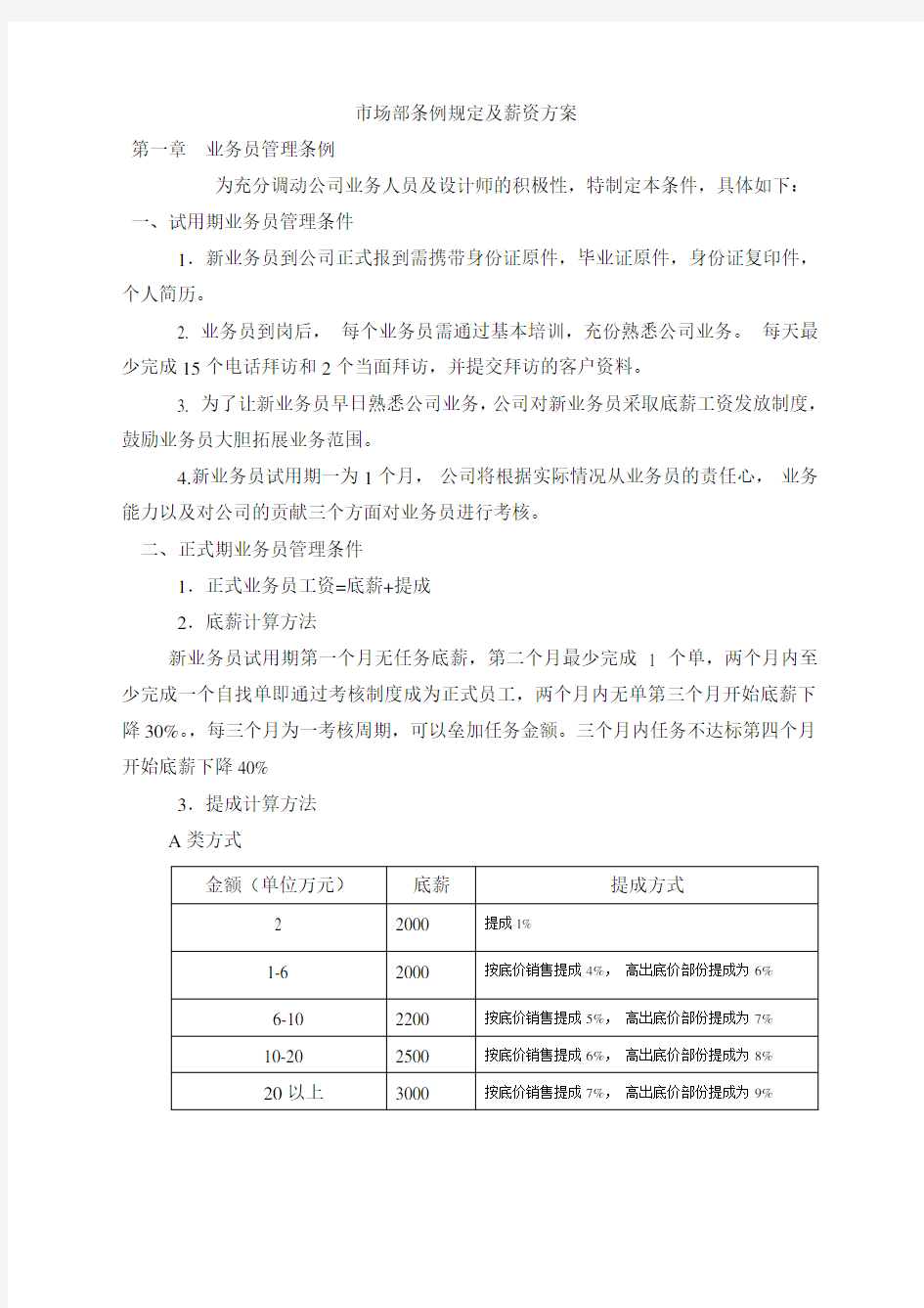 公司业务提成方案