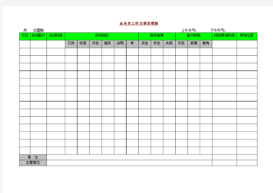 业务员工作日报表模板