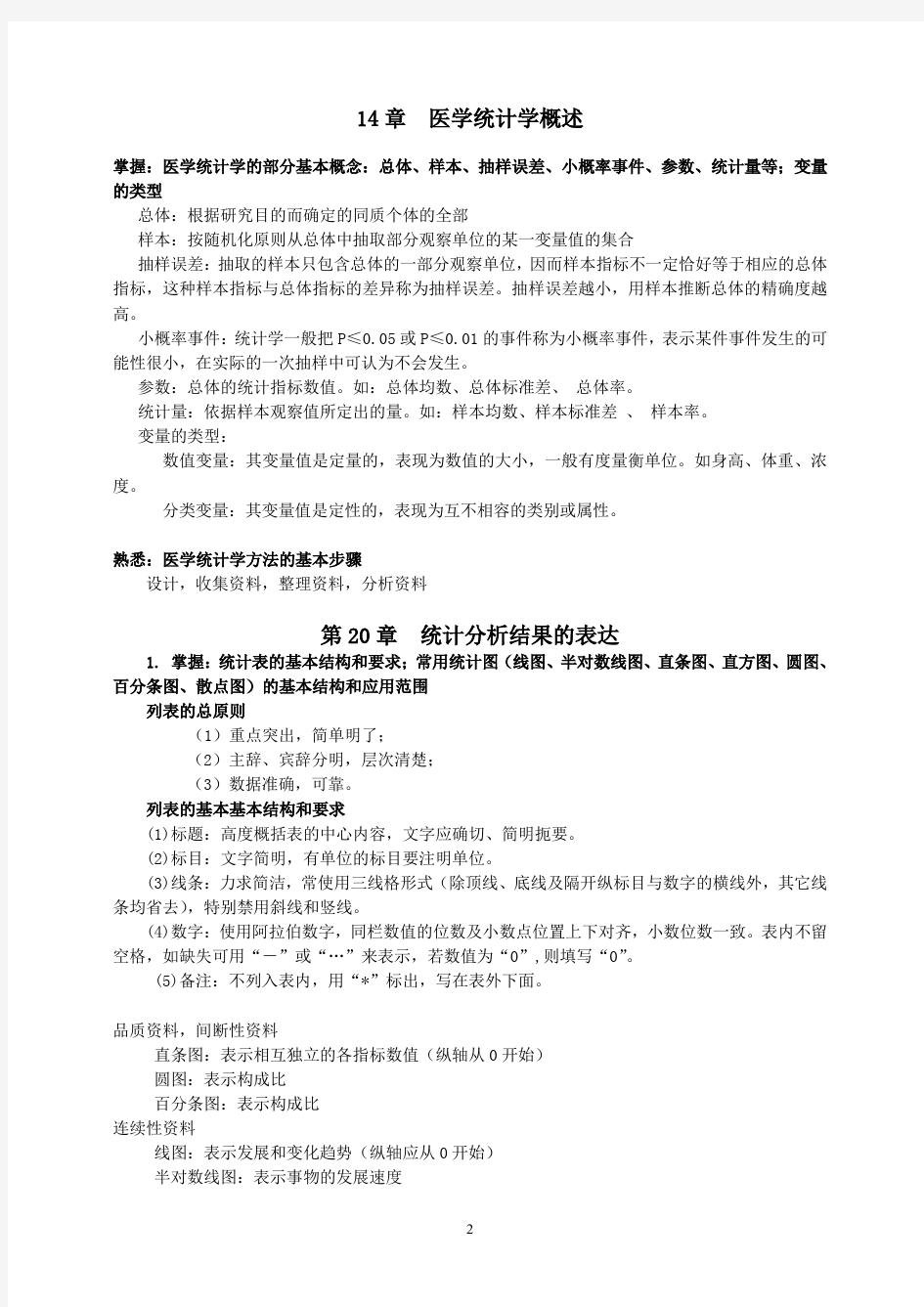 流行病学与生物统计学教学大纲整理(很给力)