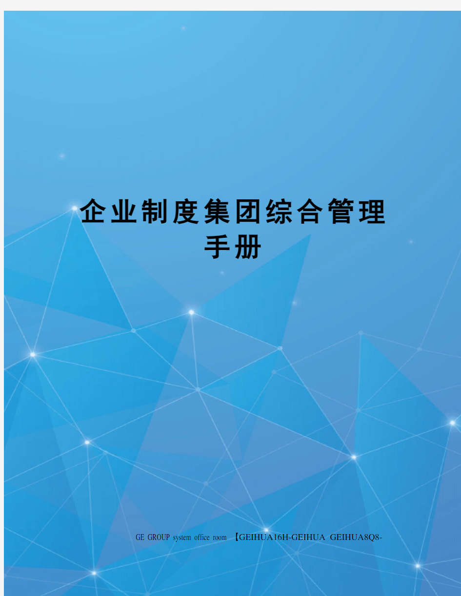 企业制度集团综合管理手册