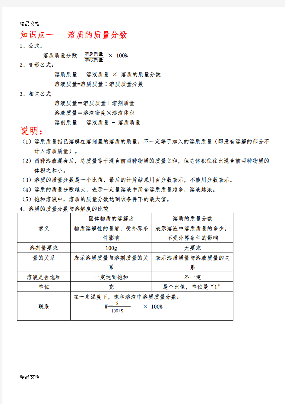 最新课题3-溶液的浓度知识点、习题及答案