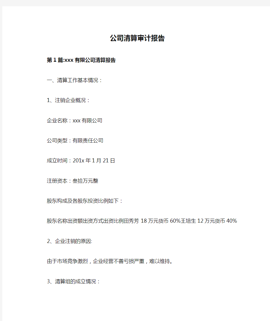 公司清算审计报告