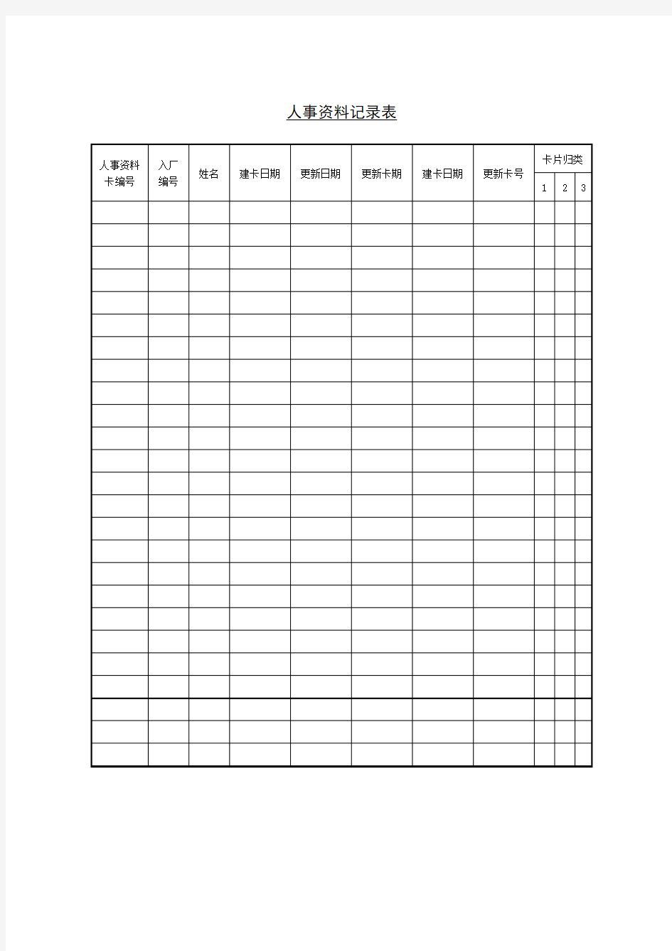 员工管理表格-人事资料记录表