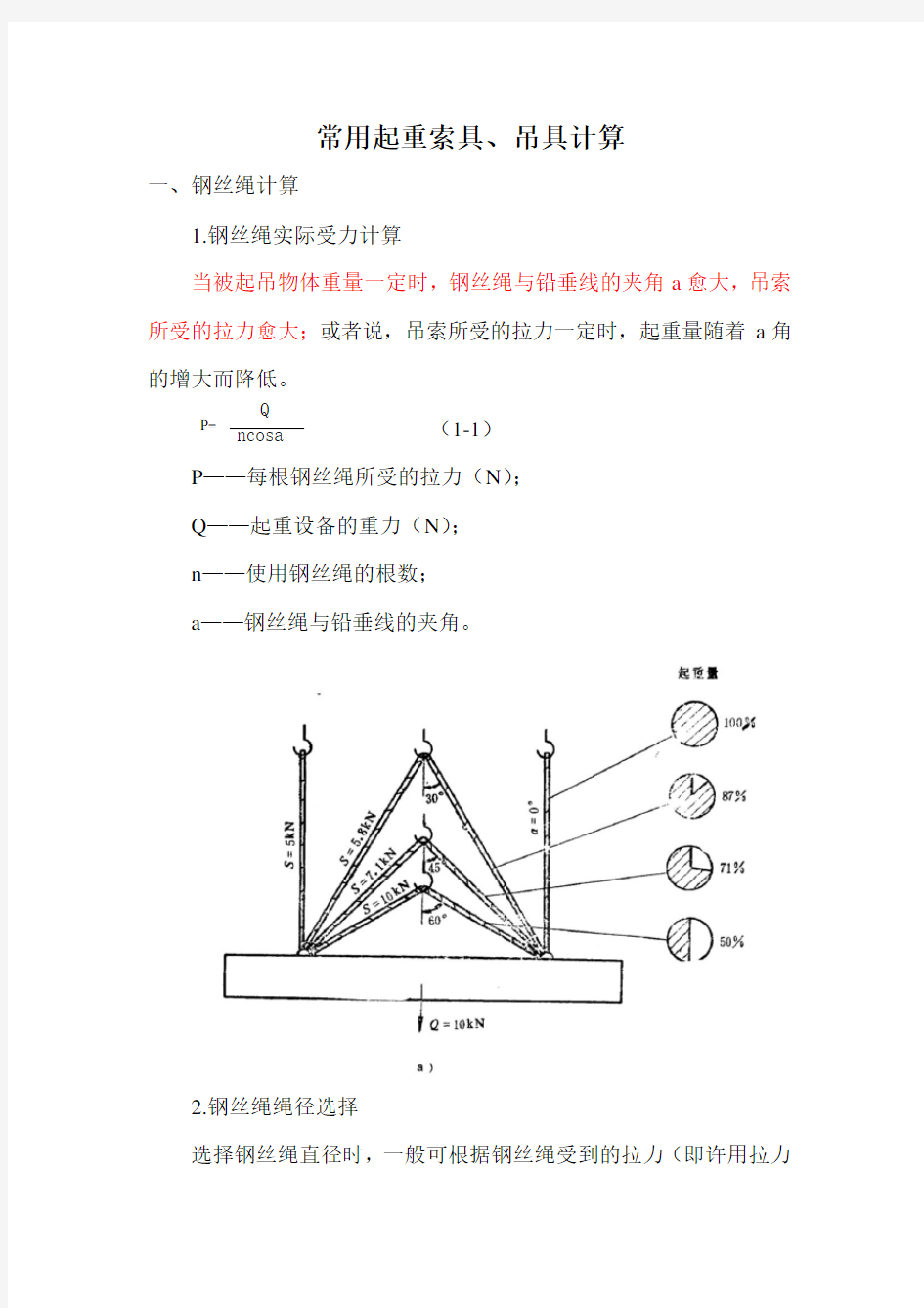 常用起重索具、吊具计算