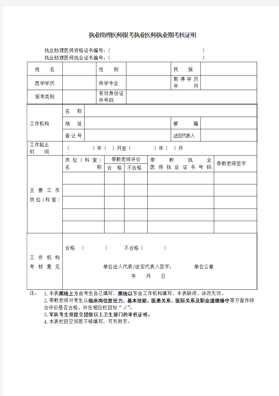 执业医师考试表格大全