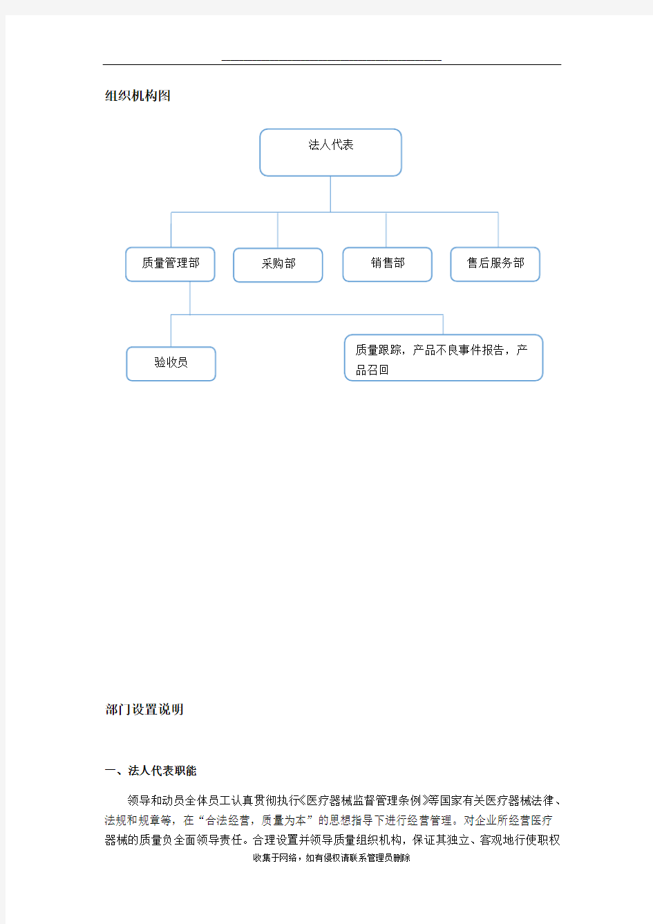 最新医疗器械组织机构与部门设置说明