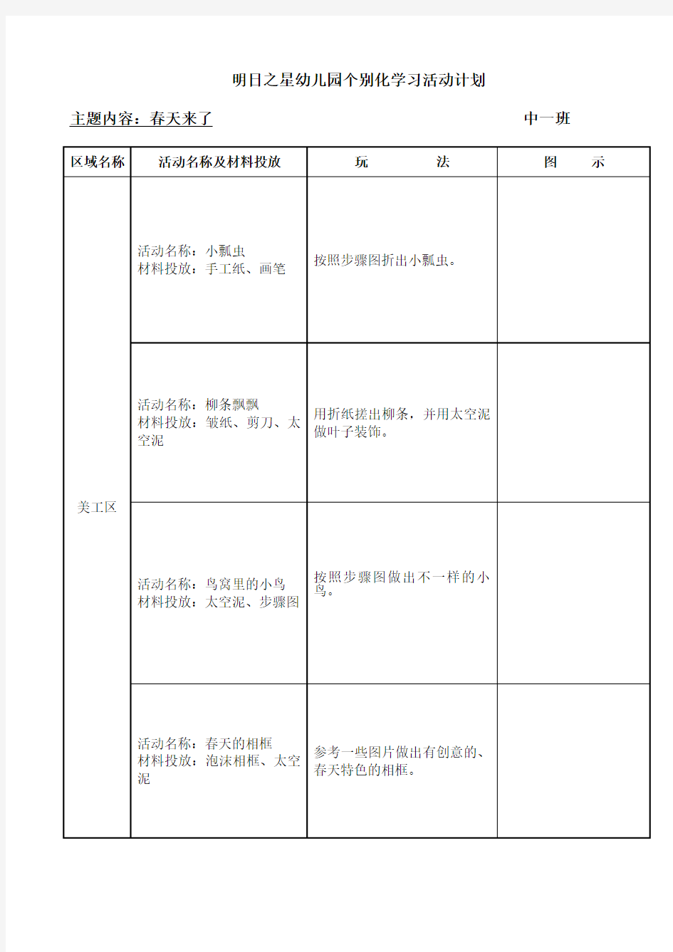 个别化学习活动计划