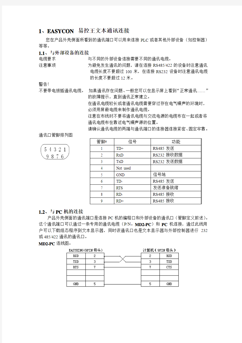 易控王MD204LV4文本显示器简要说明