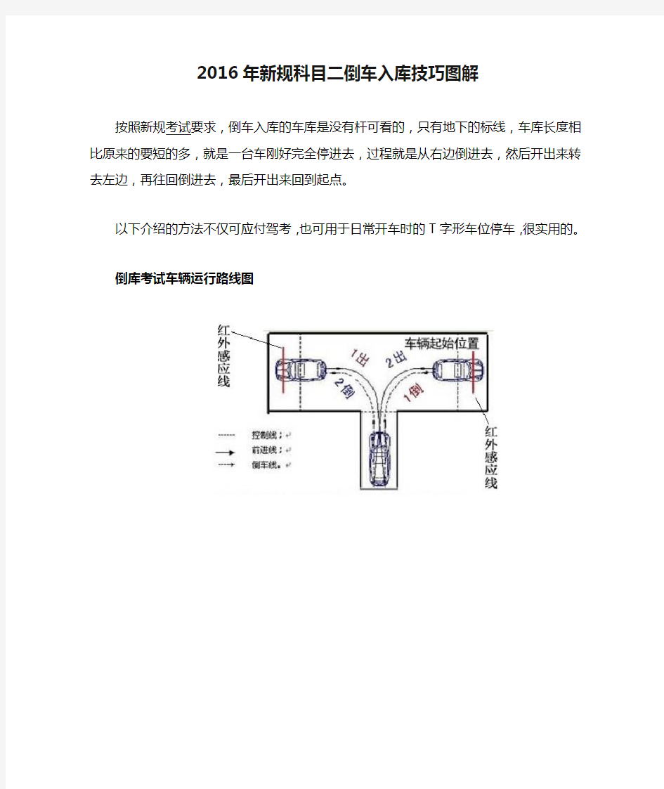 2016年新规科目二倒车入库技巧图解