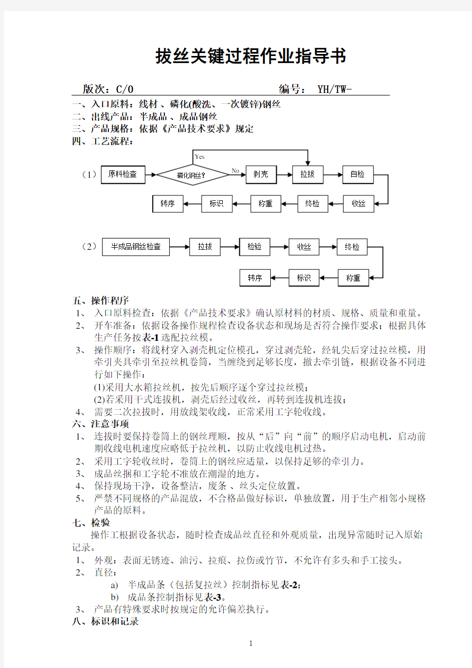 拔丝关键过程作业指导书