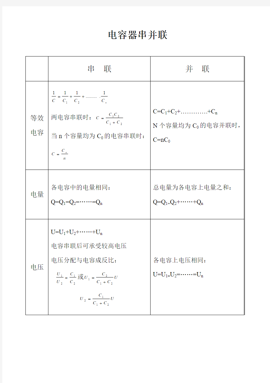 电容器串并联