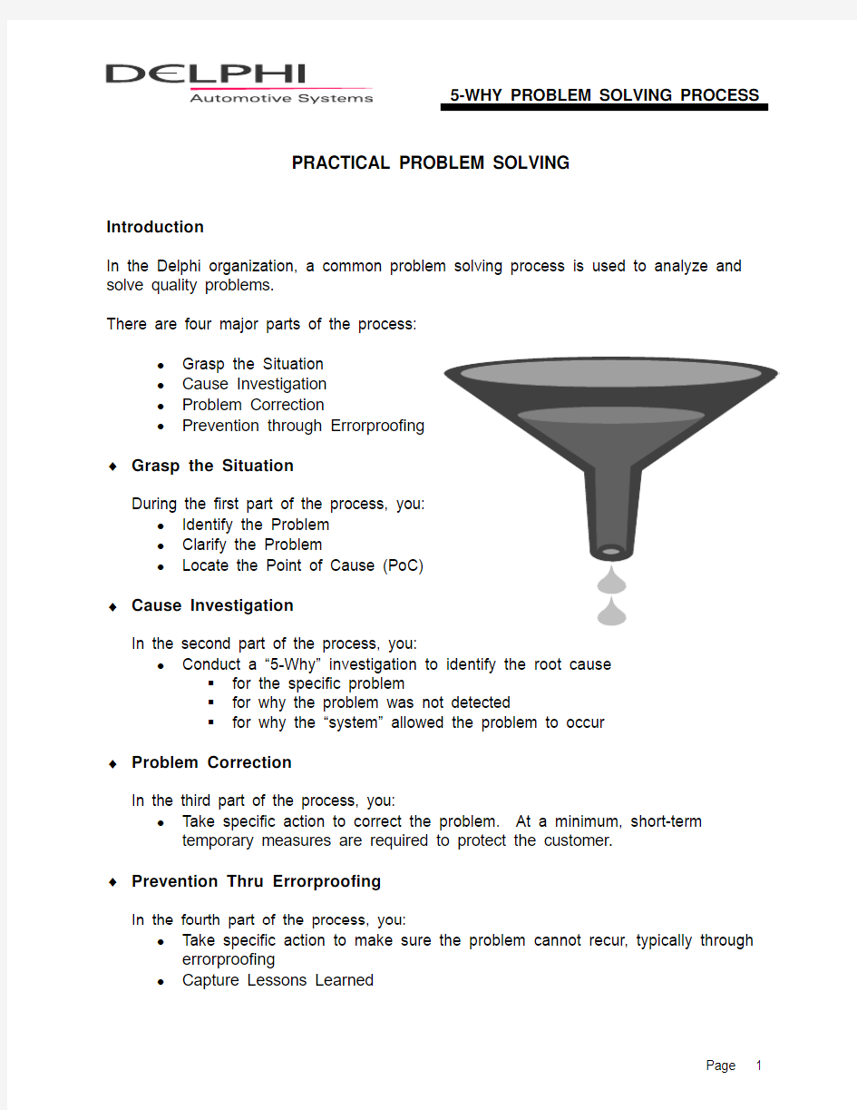 5 WHY -Problem Solving Process