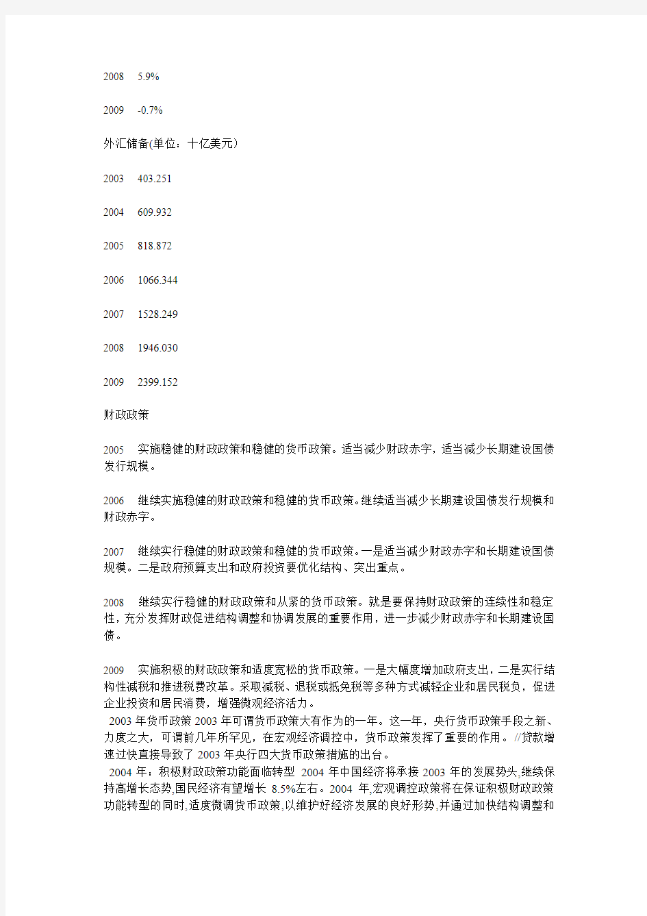 历年经济数据及分析