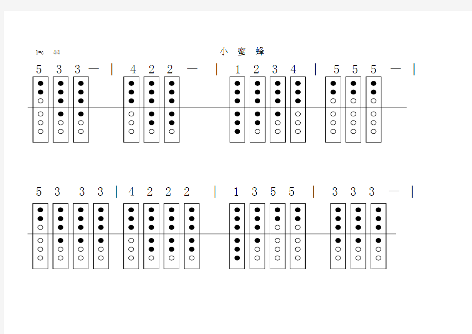 小蜜蜂。。竖笛谱指法
