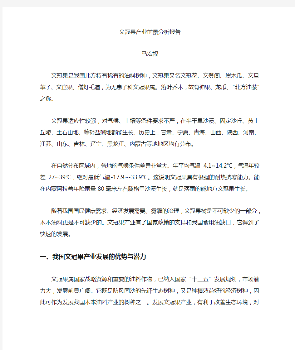 文冠果产业前景分析结果汇报