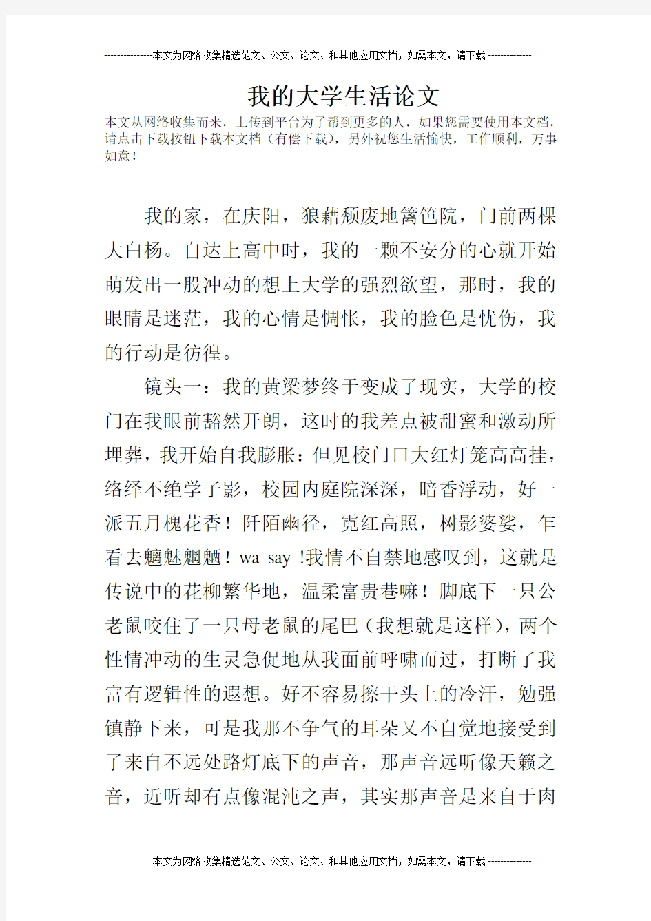 我的大学生活论文