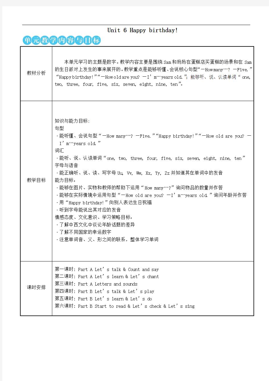 三年级英语上册Unit6Happybirthday第一课时教案人教PEP.doc