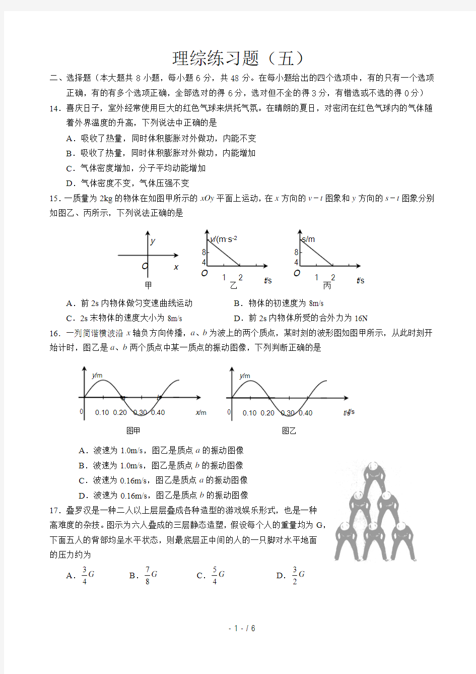 高考理综物理专题训练