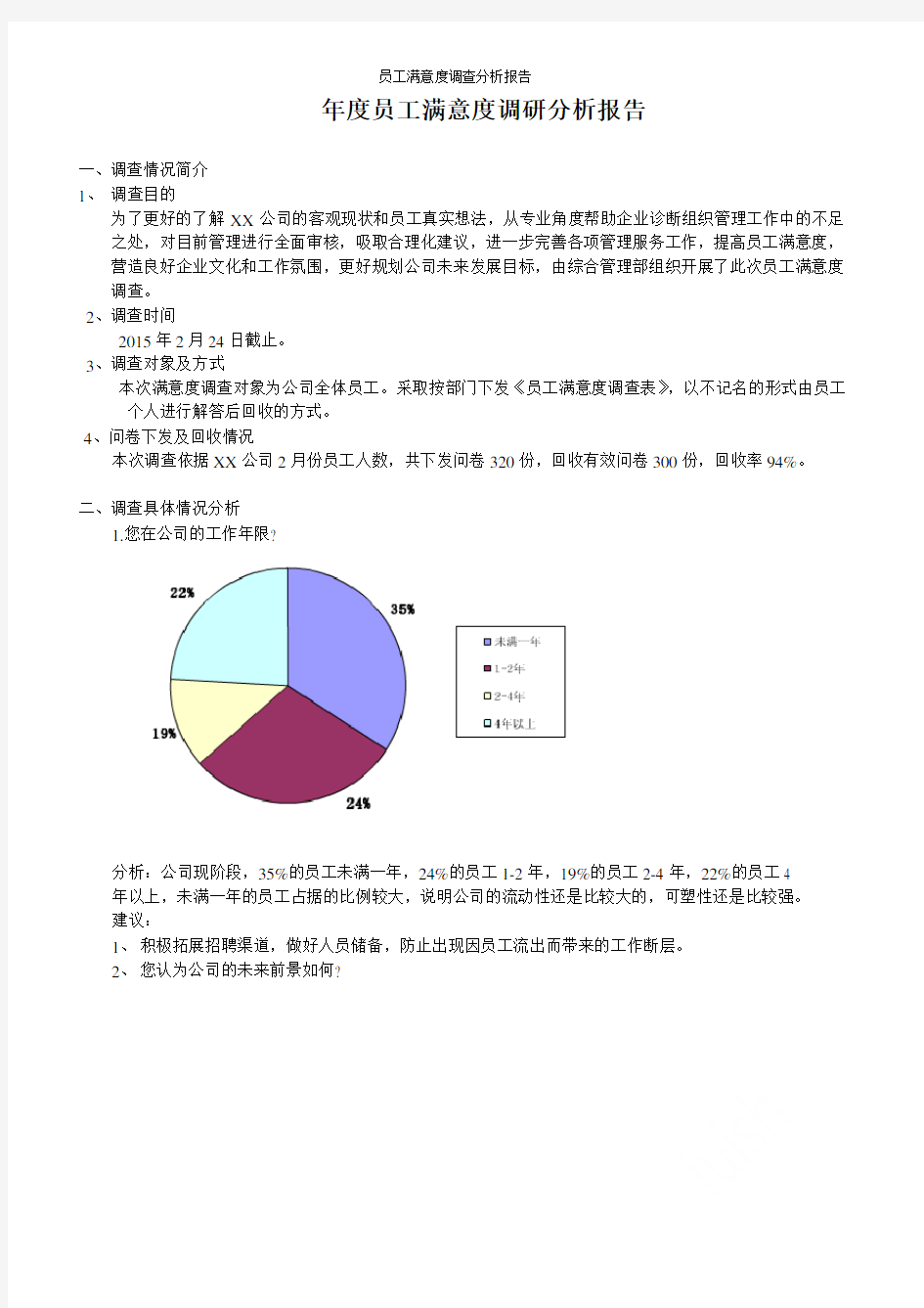 员工满意度调查分析报告