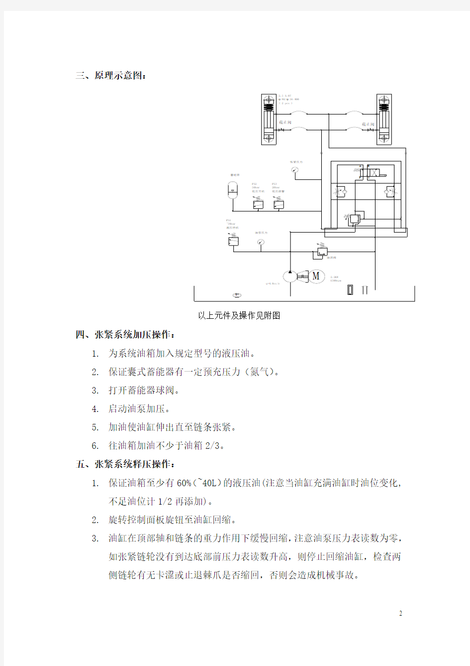 刮板捞渣机链条液压自动张紧机构系统说明书