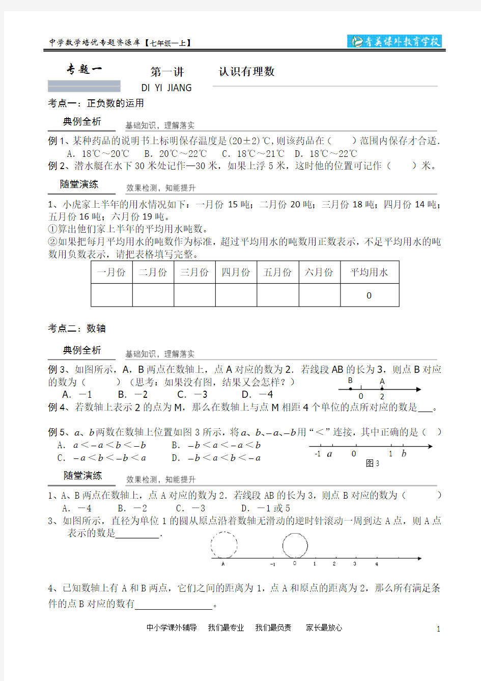 人教版七年级数学上专题培优讲义