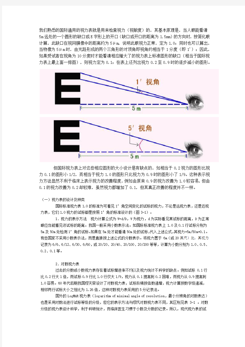 我们熟悉的国际通用的视力表就是用来检查视力