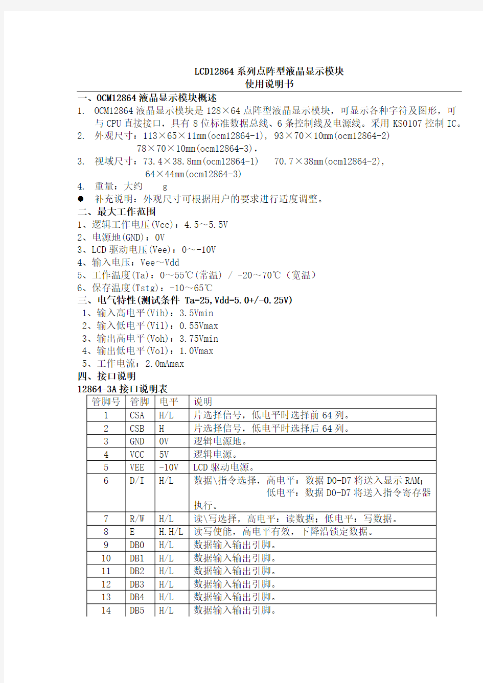 LCD12864液晶显示原理电路图程序