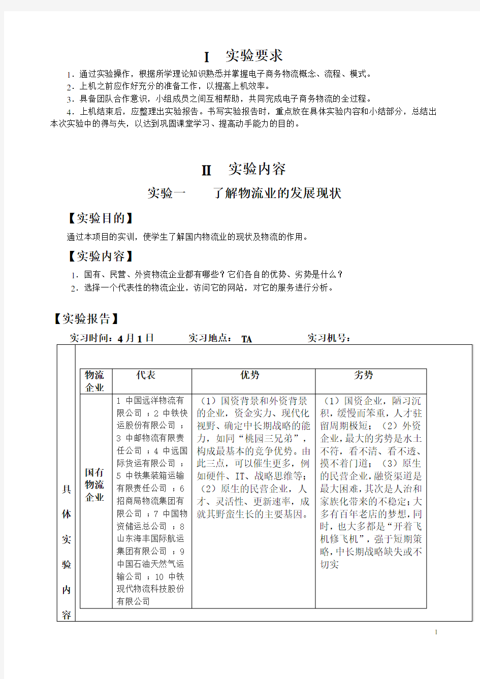 电子商务物流管理实验报告