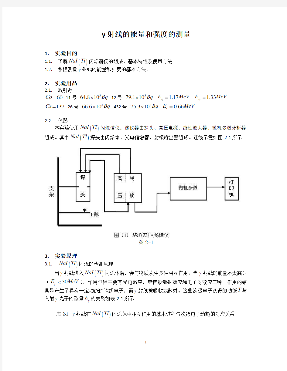 [南京大学08级近代物理实验二(大四上学期)]γ射线的能量和强度的测量