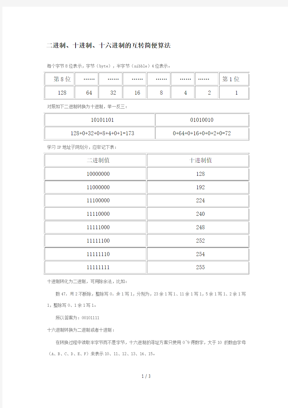 进制十进制十进制的互转简便算法