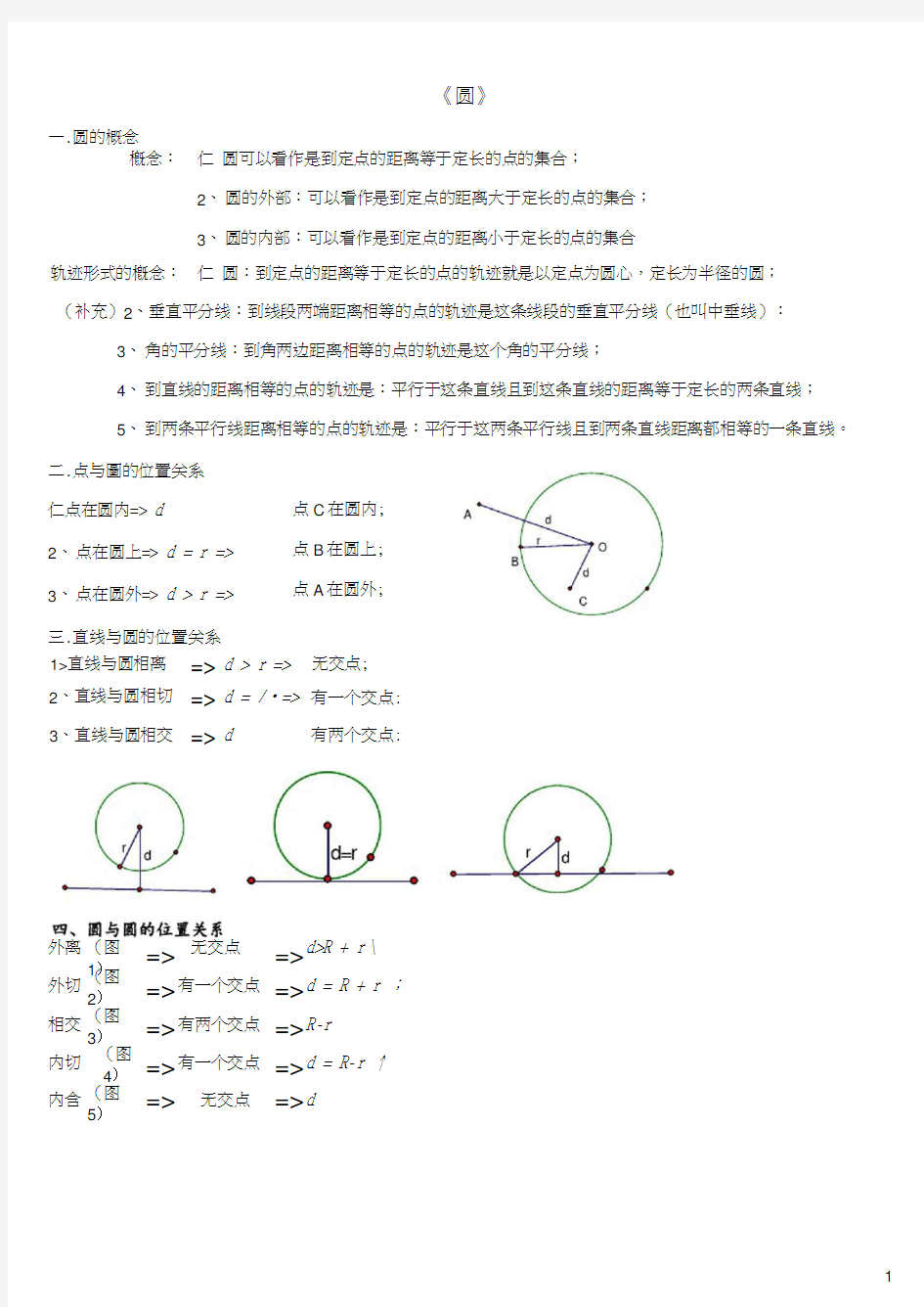 初三数学圆知识点复习专题经典