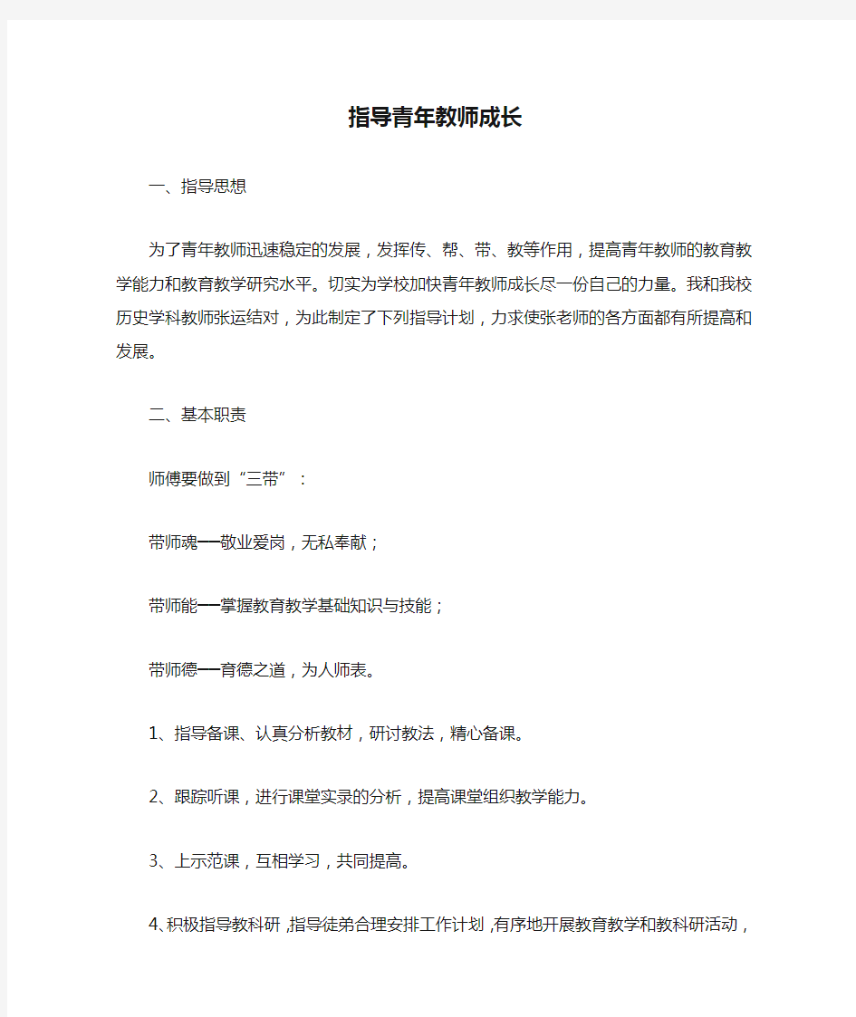 指导青年教师成长计划